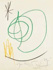 Joan Miró, Sans titre, wax crayon on paper