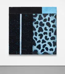 Vaughn Spann, Dalmatian (Denim), 2019, polymer, Flashe, terry cloth, and molding paste on canvas