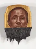 Titus Kaphar, Jerome XIV, 2014, oil, gold leaf and tar on panel