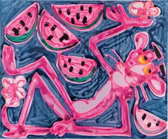 Katherine Bernhardt, Untitled, 2016, acrylic and spray paint on canvas
