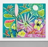 Fifteen Flowers by Katherine Bernhardt, 2016, acrylic and spray paint on canvas, sold Jun 2021