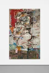 Daniel Crews-Chubb, Yasigi, 2017, oil, acrylic, spray paint, charcoal, pastel and collaged fabrics on canvas