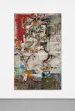 Daniel Crews-Chubb, Yasigi, 2017, oil, acrylic, spray paint, charcoal, pastel and collaged fabrics on canvas