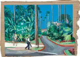Ramiro Gomez, The Beverly Hills Hotel, entrance, Monday, January 30th 2017, 2017, acrylic on cardboard