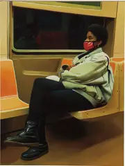Devon Rodriguez, Girl on Subway, 2021, oil on panel