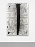 Rashid Johnson, I Remember Bird, 2012, black soap and wax on mirrored tile mounted to panel
