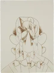 Untitled (Banker) by George Condo, 2010, colored pencil on paper, sold Jun 2021