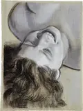 John Currin, Amanda, 2003, charcoal and Conté on paper