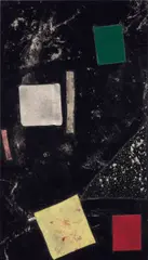Sterling Ruby, BC (3603), 2012, fabric, paint, glue, and bleached canvas on panel