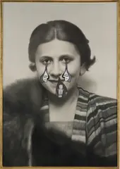 Francesco Vezzoli, Olga Forever (Olga Picasso, ca. 1930 I), 2012, oil, laserprint and embroidery collage on canvas, in artist's frame