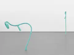 4:15pm & 4:15pm by Urs Fischer, 2009, cast aluminum, epoxy primer, polyester filler, one-component acrylic putty, urethane primer, polyester paint and acrylic, offered Jun 2021