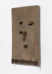 Untitled (Unpainted FK2 Mask M8.a) by Mark Grotjahn, 2011, bronze with wax seal, sold Jun 2021