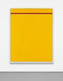 Cory Arcangel, Photoshop CS: 84 by 66 inches. 300 DPI, RGB, square pixels, default gradient "Blue, Red, Yellow", mousedown y=2300 x=8600, mouseup y=2600 x=8600