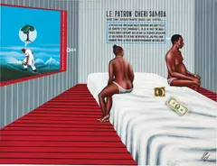 Chéri Samba, Le Patron, 1992, acrylic and collage on canvas
