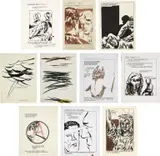 Ten works: (i-x): Untitled by Raymond Pettibon, 1985-1993, pen, watercolor and ink on paper, sold Jun 2021