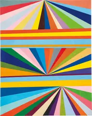 Untitled (Three-tiered perspective) by Mark Grotjahn, 2000, colored pencil on paper, sold Jun 2021