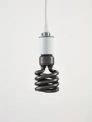 Energy Saving Bulb by Adam McEwen, 2010, graphite and light fixture, offered Jun 2021