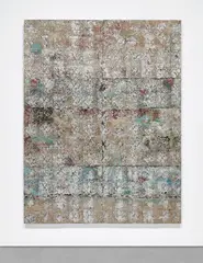 Untitled by Hugo McCloud, 2013, aluminum foil, aluminum coating and oil on tar mounted to panel, sold Jun 2021