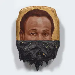 Titus Kaphar, Jerome X, 2014, oil, gold leaf and tar on panel