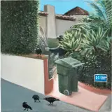 Ramiro Gomez, The Squabbling Crows (Election Day Afternoon on the West Side of Los Angeles), acrylic on canvas
