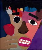 David "Mr. StarCity" White, Moonlit Roses and Heartache, 2020, textile collage on canvas, in artist's chosen frame
