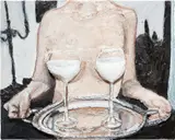 Gina Beavers, Based on Milk by Marlies Plank, 2019, acrylic and modeling paste on canvas, laid on panel