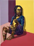 Marcellina Akpojotor, Here and Now II, 2019, textile collage and acrylic on canvas