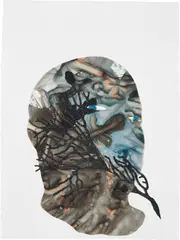 Untitled by Florine Démosthène, 2020, paper collage, ink, mylar and glitter on paper, sold Sep 2021