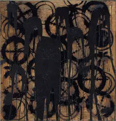 Untitled (Good Days) by Rashid Johnson, 2014, archival inkjet and screenprint ink with industrial rubber flocking on paper, sold Sep 2021