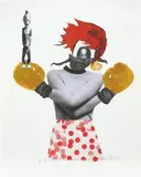 Deborah Roberts, Folding the Red into the Black, 2018, printed paper collage, gouache and digital print on paper