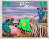 Chéri Samba, Pouvoir et Opposition, 1991, acrylic and glitter on canvas