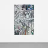 Spencer Lewis, Black Figure (The First Hedda Painting), 2013, acrylic, spray paint, oil and staples on canvas