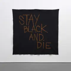 Stay Black and Die by Rashid Johnson, 2005, spray paint on felt, sold Sep 2021