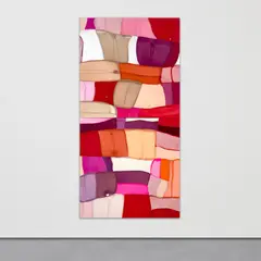 Turiya Magadlela, iMaid ka Lova 8 and 10, 2016, nylon and cotton pantyhose, fishnet stockings, thread and sealant on canvas, in 2 parts