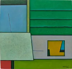 Verde-Azul by Gunther Gerzs, 1980, oil on Masonite, sold Sep 2021