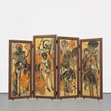 Alejandro Santiago Ramírez, Biombo II, 2001, oil and gold leaf on canvas and wood, in 4 adjoined parts (double-sided)