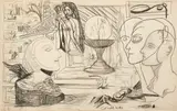 George Condo, Untitled, 1983, crayon and graphite on paper