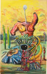 George Condo, Untitled, 1983, pastel and watercolor on paper