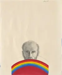 Robert Bechtle, Self-Portrait, 1965, gouache and graphite on paper