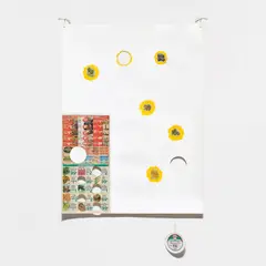 B. Wurtz, Untitled, 2010, graphite, acrylic, paper and newsprint collage on paper, with plastic container lid and string