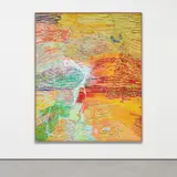 Harmony Korine, Blind Millsaps Line, 2014, house paint, oil, cardboard and collage on canvas