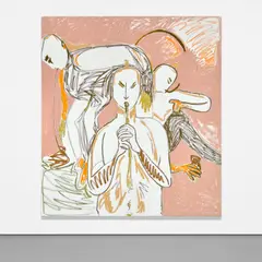 Untitled by Melike Kara, 2015, acrylic and oil stick on canvas, sold Sep 2021
