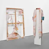Paulina Olowska, Two works: (i) Pattern Painting – Cutout – Stone Washed ; (ii) Pattern Object – Trench Coat
