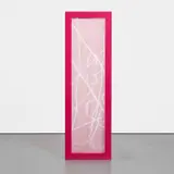 Israel Lund, Untitled, 2014, emulsion on acrylic mesh screen, in powder-coated aluminum armature