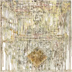 Heart Shaped Square by Diana al-Hadid, 2014, polymer gypsum, fiberglass, steel, plaster, gold leaf and pigment, sold Sep 2021