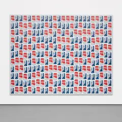 Jonathan Horowitz, Beyonce / Polar Bears (264 Cans), 2017, UV ink on vinyl