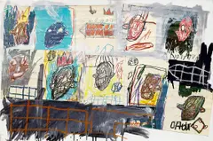 Untitled (from Famous Negro Athlete Series) by Jean-Michel Basquiat, 1981, Xerox, graphite, gouache and oilstick on canvas board, sold Nov 2021