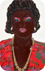Mickalene Thomas, Portrait of Qusuquzah #5, 2011, rhinestones, acrylic and enamel on panel