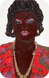 Mickalene Thomas, Portrait of Qusuquzah #5, 2011, rhinestones, acrylic and enamel on panel