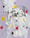 George Condo, Collision Course, 2009, acrylic, charcoal, wax crayon, pastel and paper collage on linen